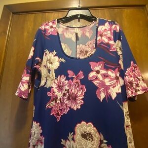Floral Women's Top in Blue and Pink